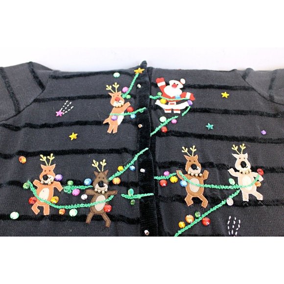 Jack B. Quick Women 3XL Ugly Christmas Holiday Cardigan Sweater Santa Reindeer - Picture 9 of 15